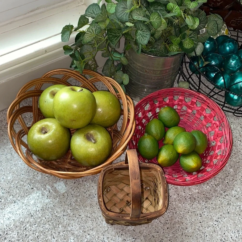 3 Vintage Hand Woven Baskets